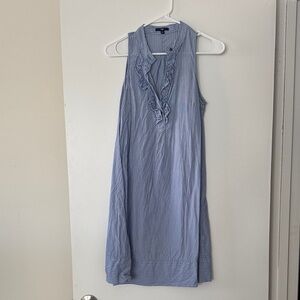 GAP Blue Striped Sleeveless Ruffle Dress